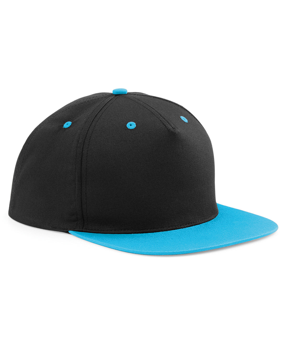 Beechfield - Casquette snapback contrastée à 5 panneaux - Noir/Bleu surf - Ajoutez votre design/logo