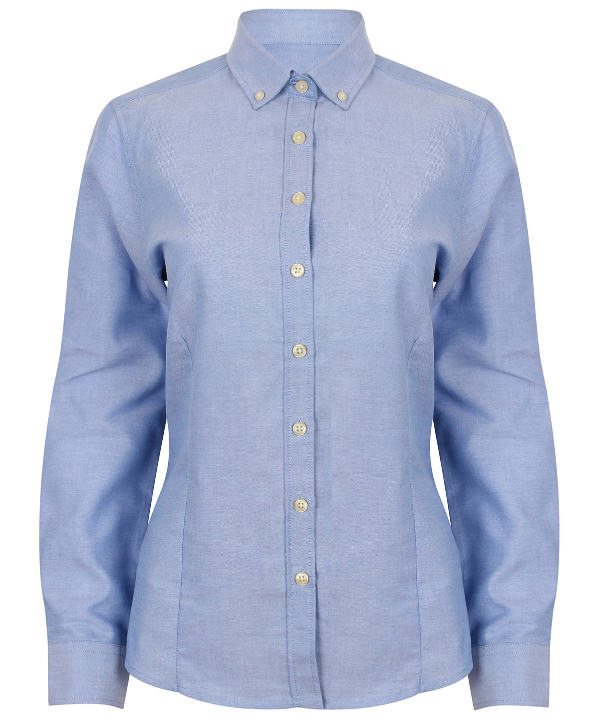 Henbury – Modernes Langarm-Oxford-Hemd für Damen – Blau – Fügen Sie Ihr Design/Logo hinzu