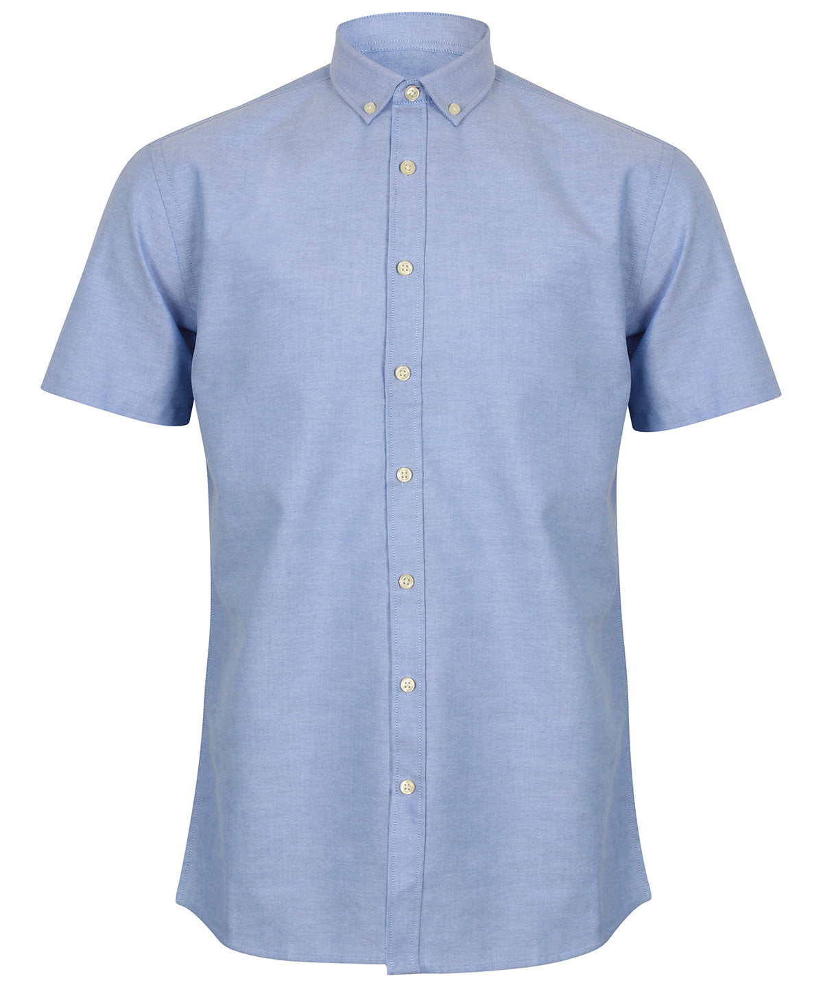 Henbury – Modernes Oxford-Hemd mit kurzen Ärmeln – Blau – Fügen Sie Ihr Design/Logo hinzu