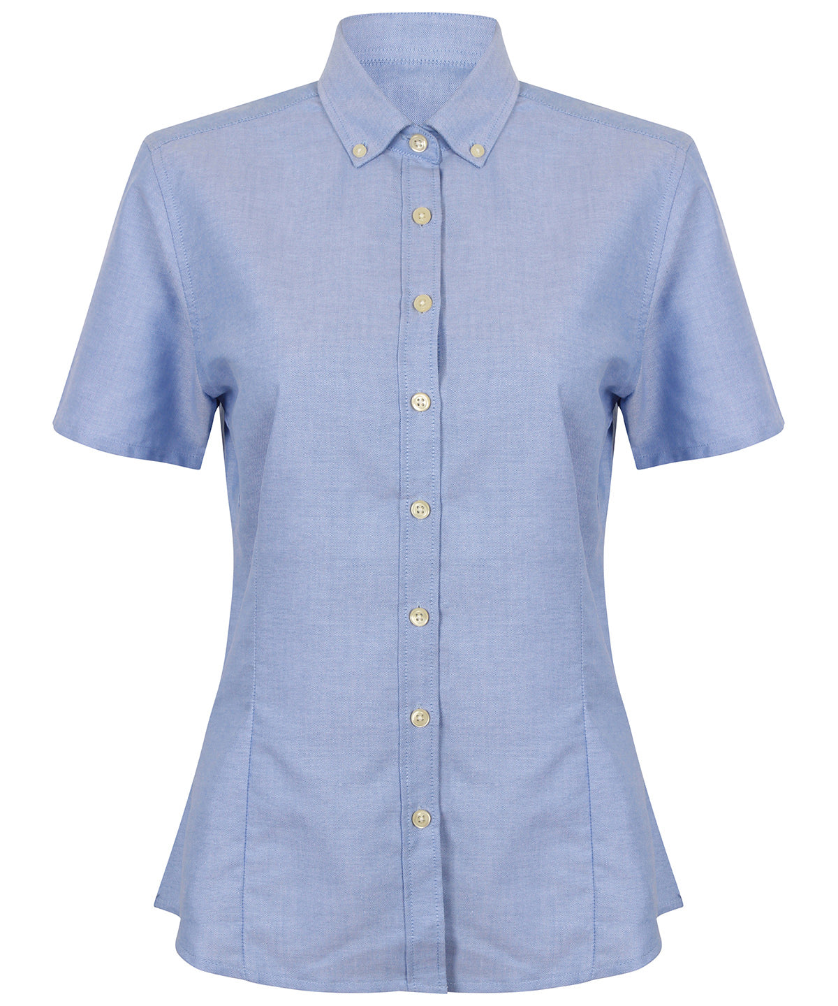 Henbury - Women's modern short sleeve Oxford shirt - Blue - Add Your Design/Logo