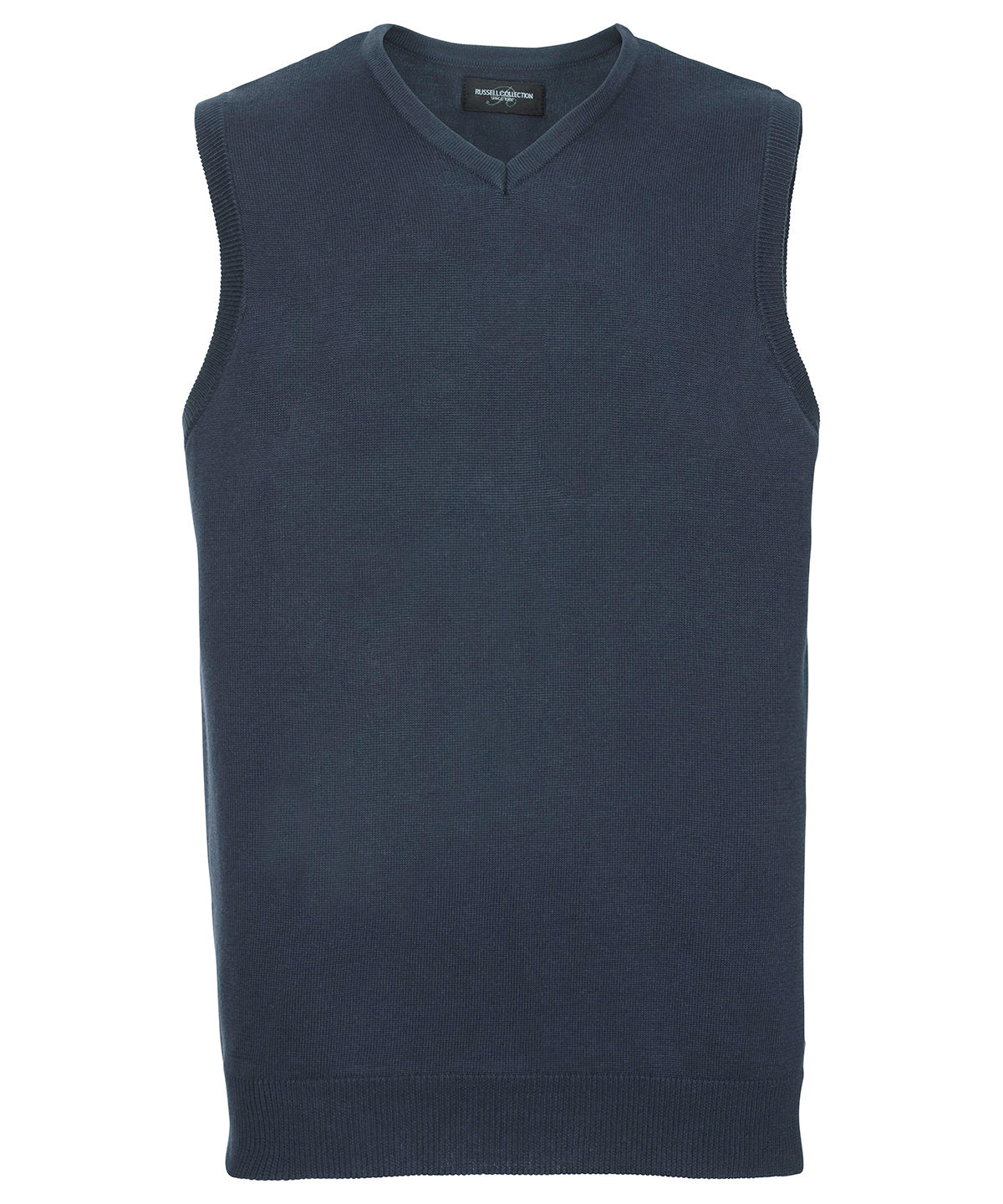 Collection Russell - Pull en maille sans manches à col V - Bleu marine - Ajoutez votre design/logo