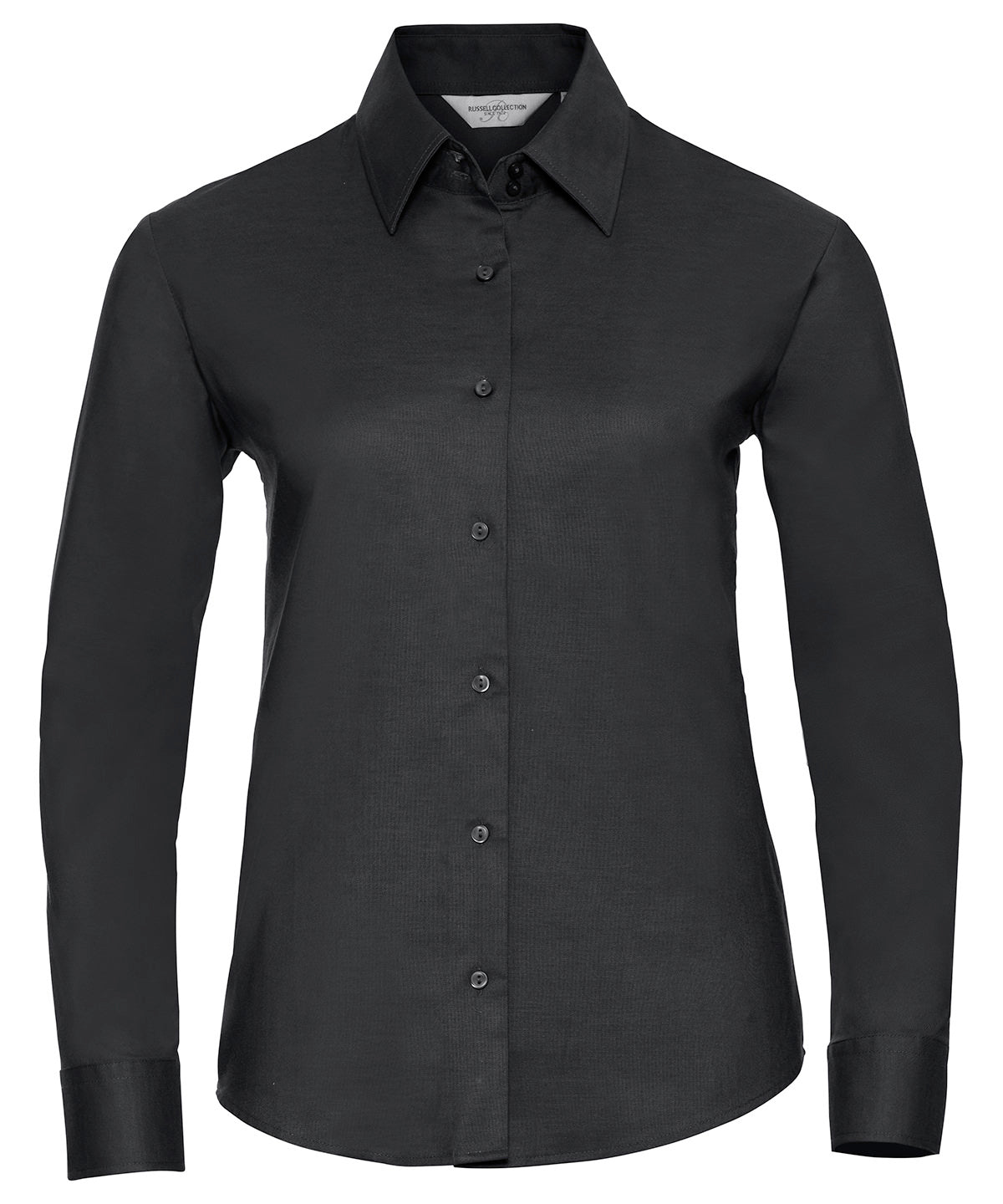 Russell Collection - Women's long sleeve easycare Oxford shirt - Black - Add Your Design/Logo