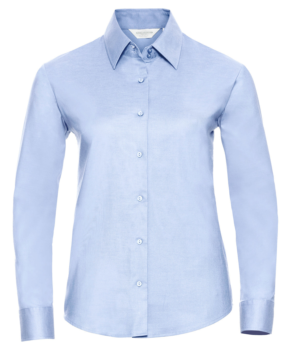 Collection Russell - Chemise Oxford à manches longues pour femme, facile d'entretien - Bleu Oxford - Ajoutez votre design/logo