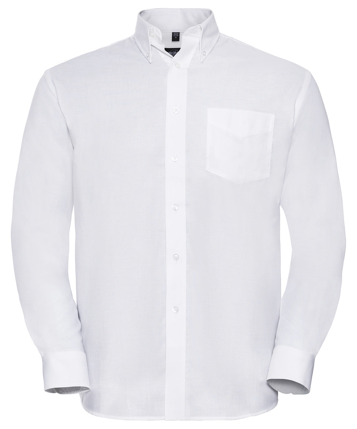 Collection Russell - Chemise Oxford à manches longues facile d'entretien - Blanc - Ajoutez votre design/logo