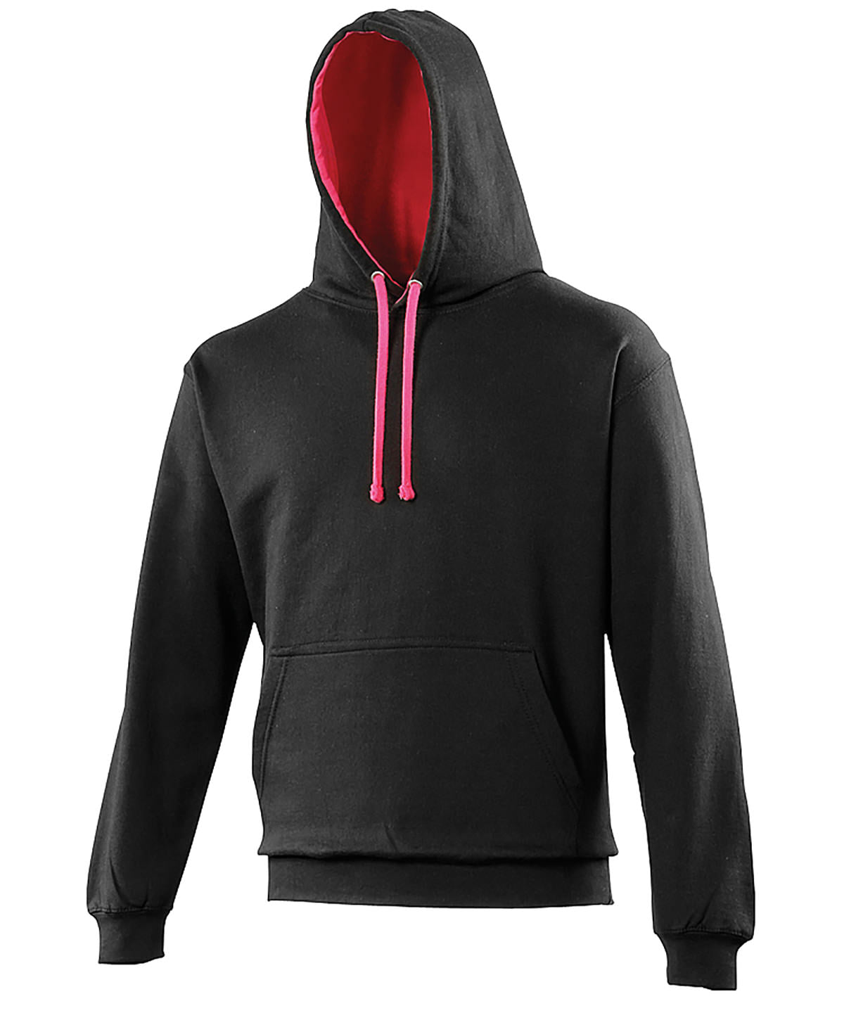 AWDis Just Hoods - Varsity Hoodie - Tiefschwarz/Pink - Fügen Sie Ihr Design/Logo hinzu