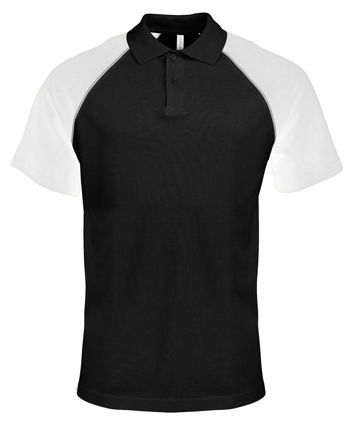 Kariban - Polo Baseball Kontrast Poloshirt - Schwarz/Hellgrau/Weiß - Fügen Sie Ihr Design/Logo hinzu