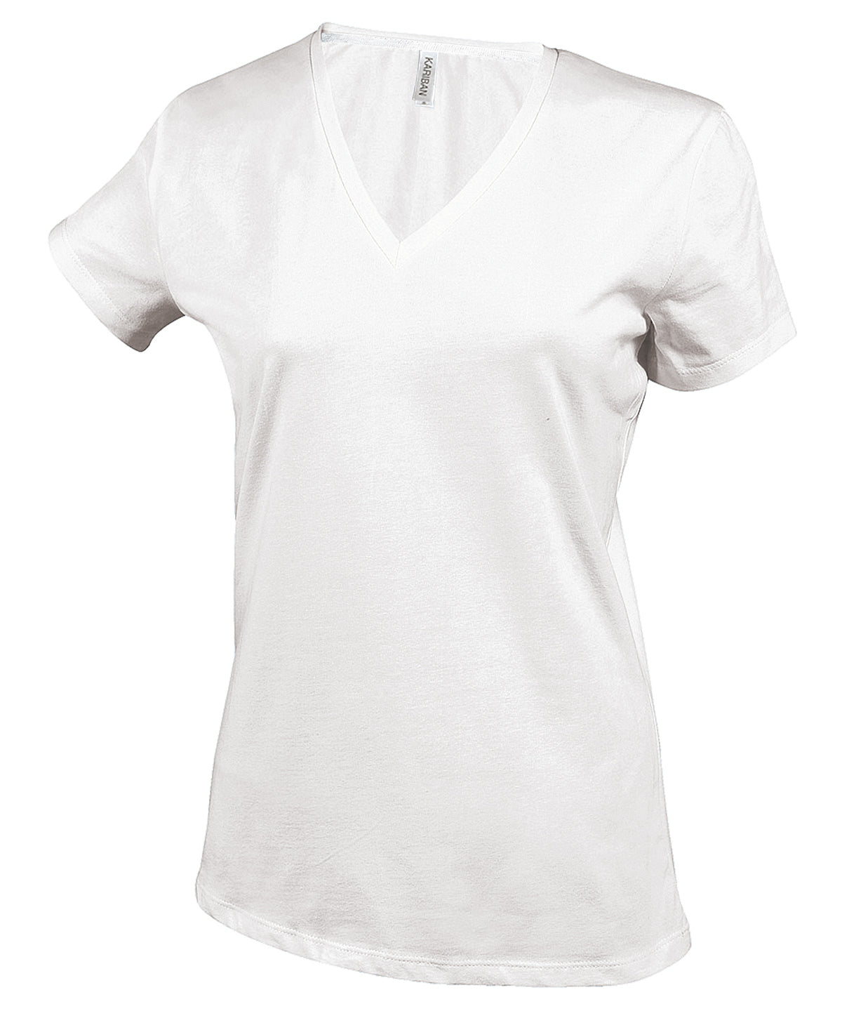 Kariban - Damen T-Shirt mit V-Ausschnitt und kurzen Ärmeln - Weiß - Fügen Sie Ihr Design/Logo hinzu