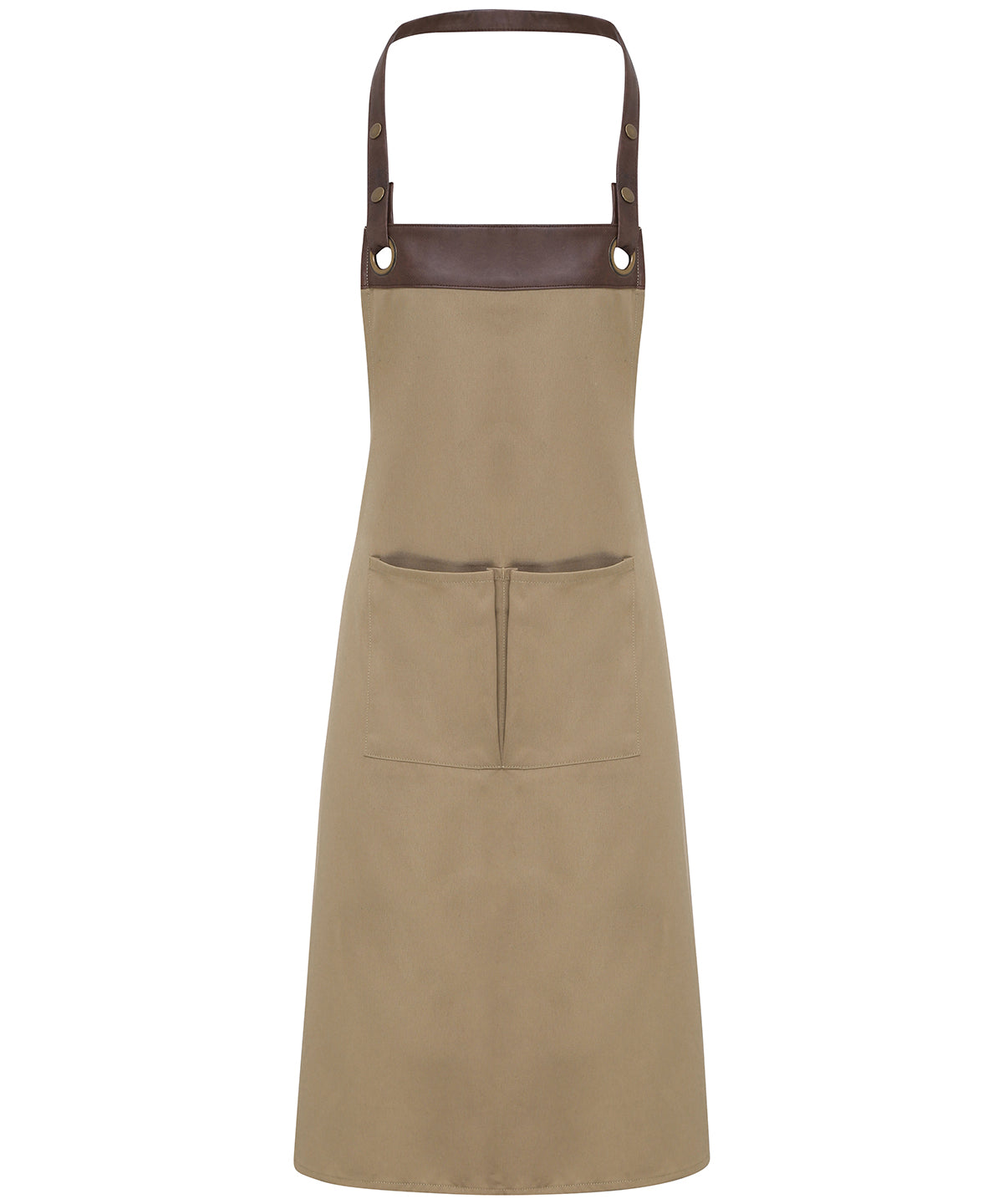 Personalised Apron - Premier - Espresso bib apron - Khaki/Brown - Add Your Logo or Design - Add Your Design/Logo