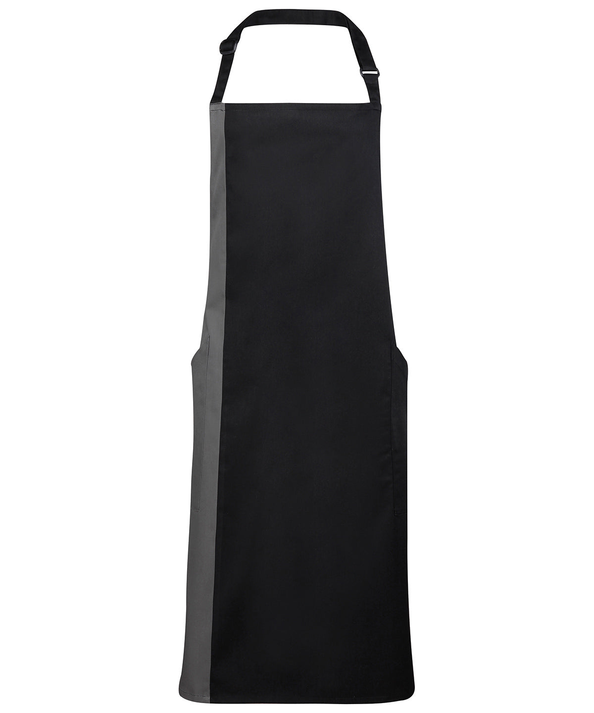 Premier - Tablier bavette contrasté - Noir/Gris foncé - Ajoutez votre design/logo