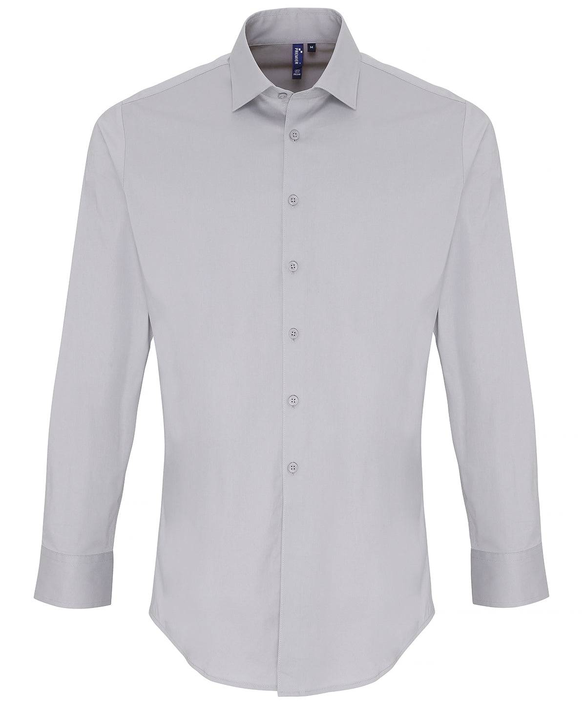 Stretch fit cotton poplin long sleeve shirt
