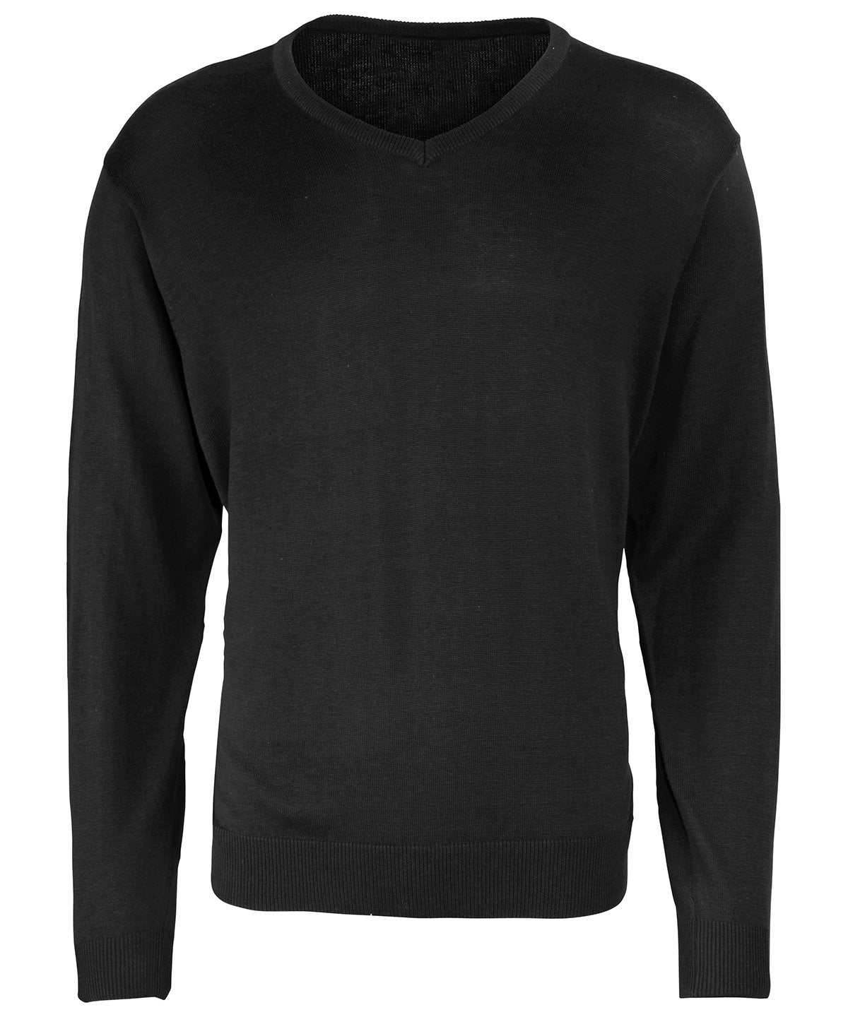 Premier - Pull en maille col V - Noir - Ajoutez votre design/logo