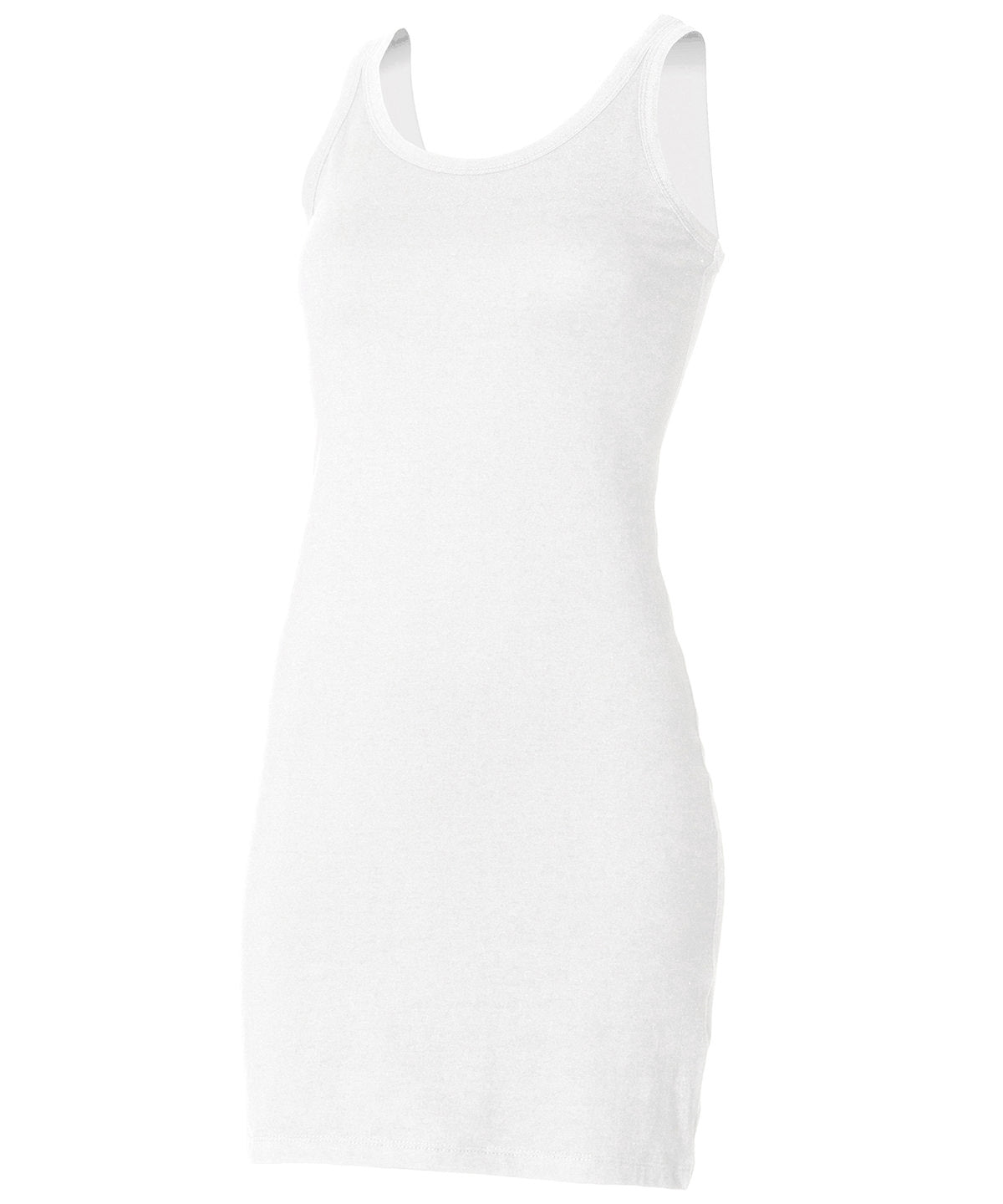 Cotton Stretch Long Tank Top in White main image 1