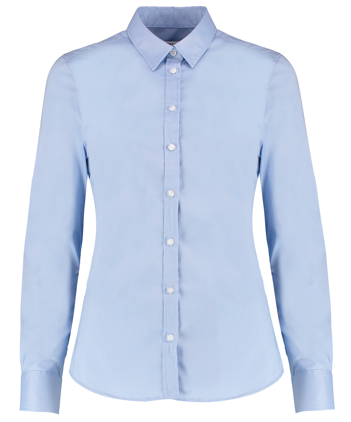 Kustom Kit - Chemise Oxford extensible à manches longues pour femme (coupe ajustée) - Bleu clair - Ajoutez votre design/logo