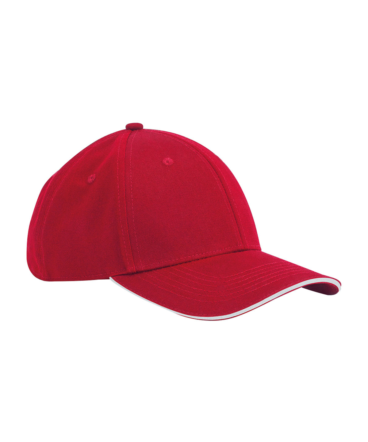 Beechfield - Casquette classique EarthAware® en coton biologique à 6 panneaux – visière sandwich – Rouge classique/Blanc – Ajoutez votre design/logo