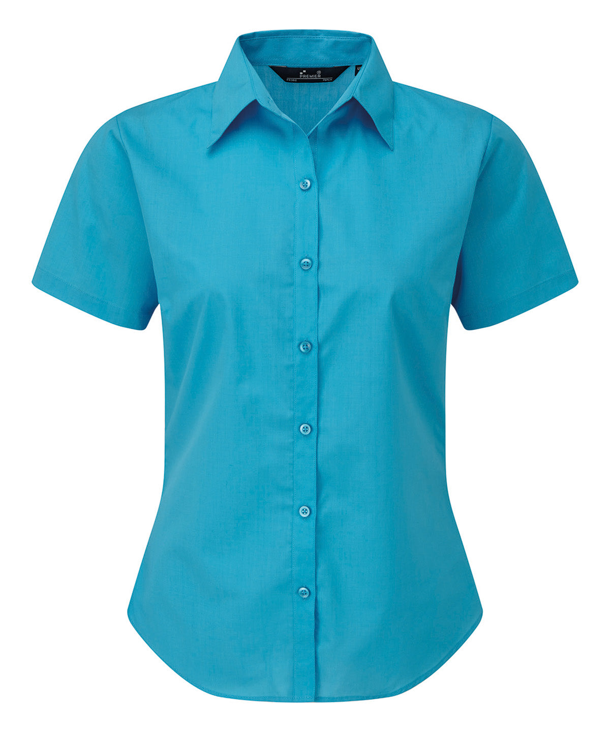 Premier - Chemisier en popeline à manches courtes pour femme - Turquoise - Ajoutez votre design/logo