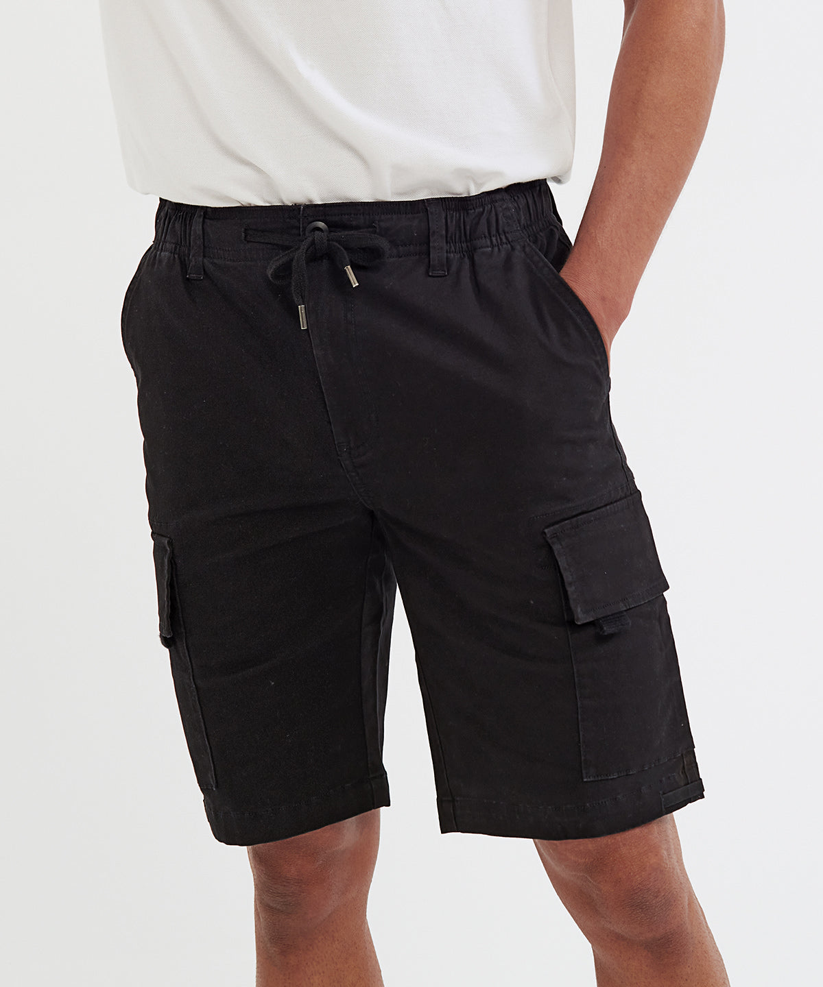 Mens drawstring cargo utility shorts