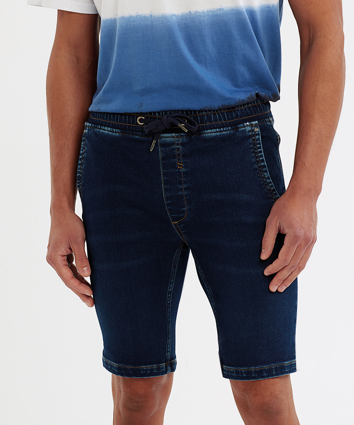 Mens denim drawstring shorts