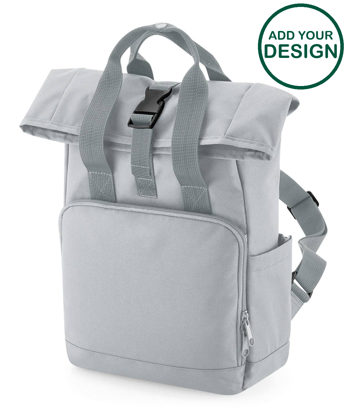 Recycled mini twin handle roll-top backpack