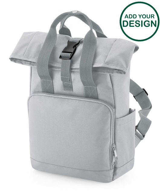 Recycled mini twin handle roll-top backpack