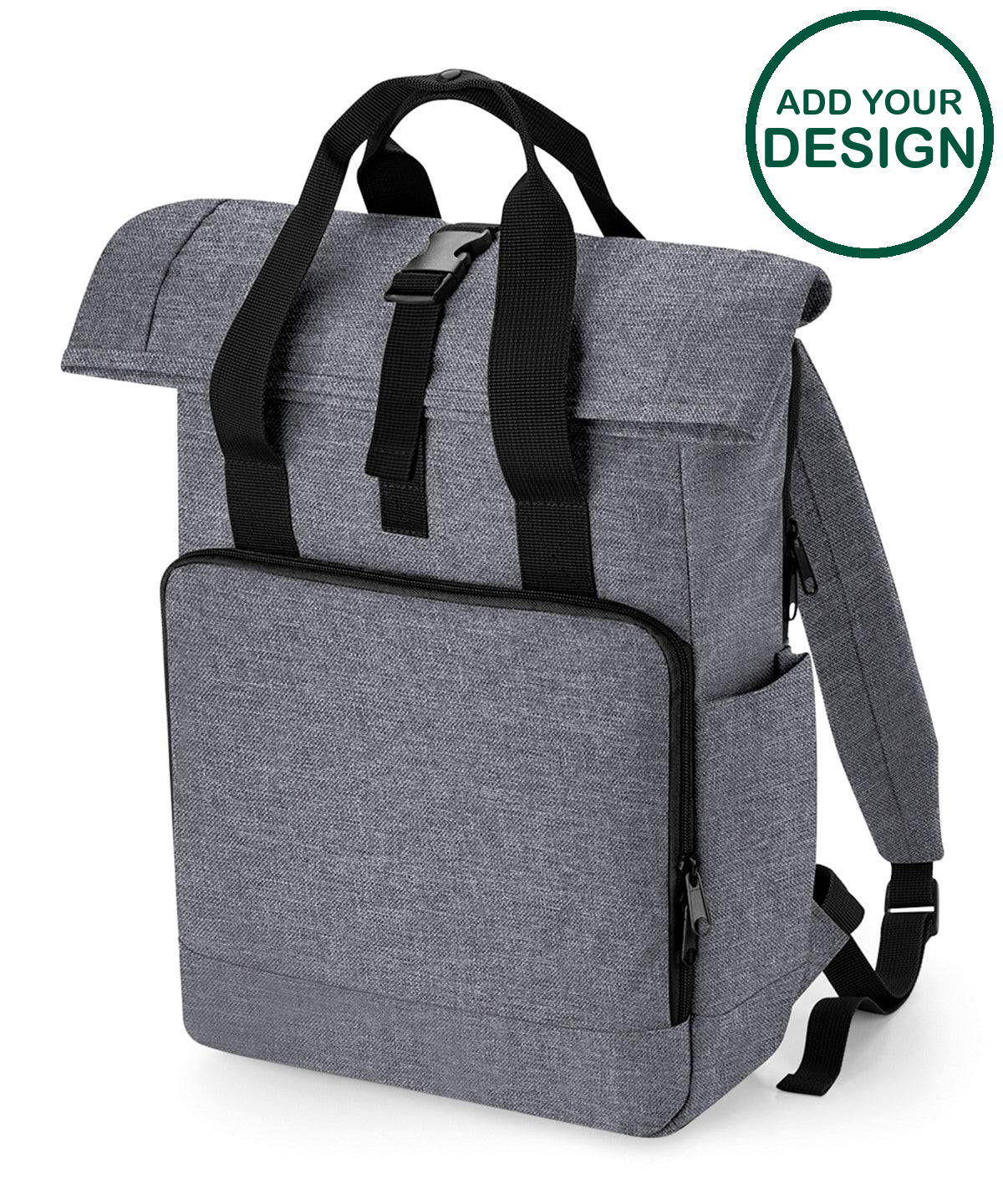 Recycled twin handle roll-top laptop backpack