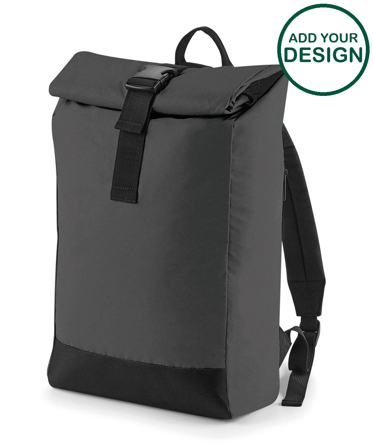Reflective roll-top backpack