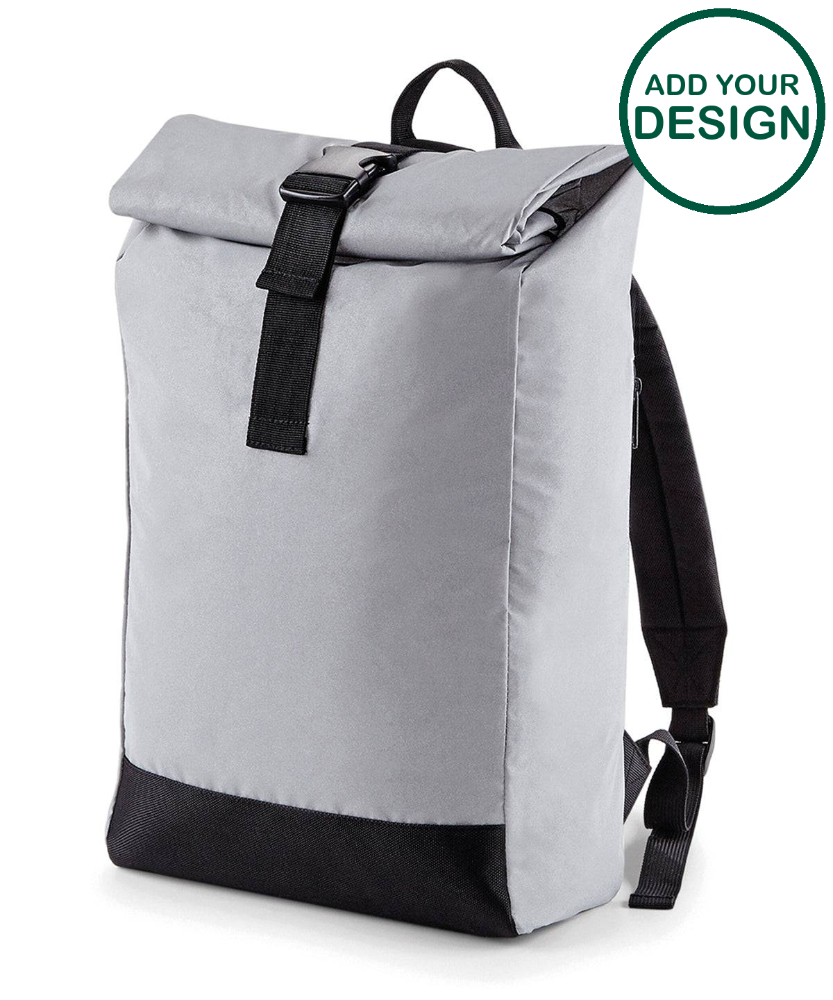 Reflective roll-top backpack
