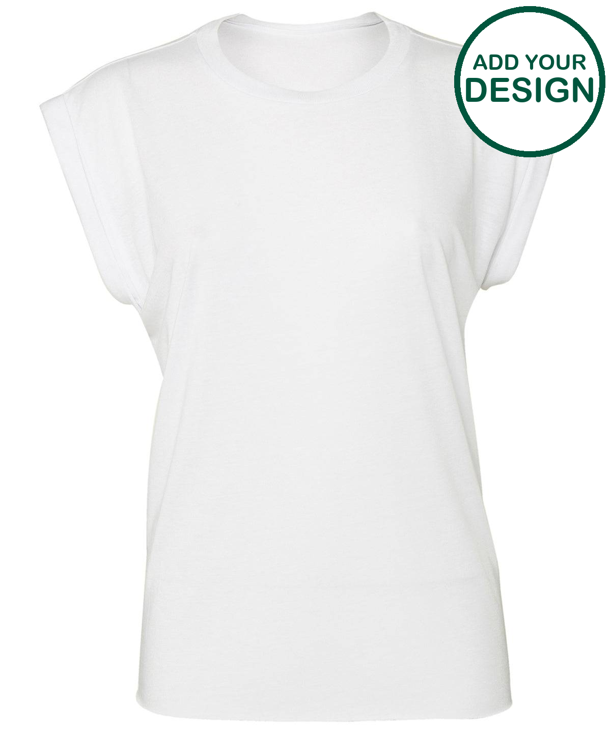 Women's flowy muscle tee with rolled cuff