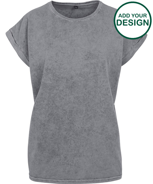 Women's acid washed extended shoulder tee