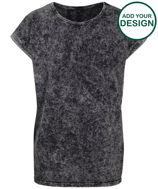 Women's acid washed extended shoulder tee