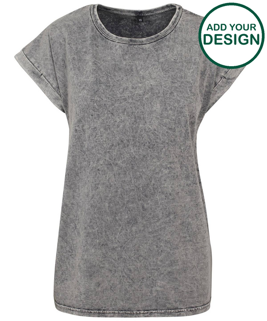 Women's acid washed extended shoulder tee