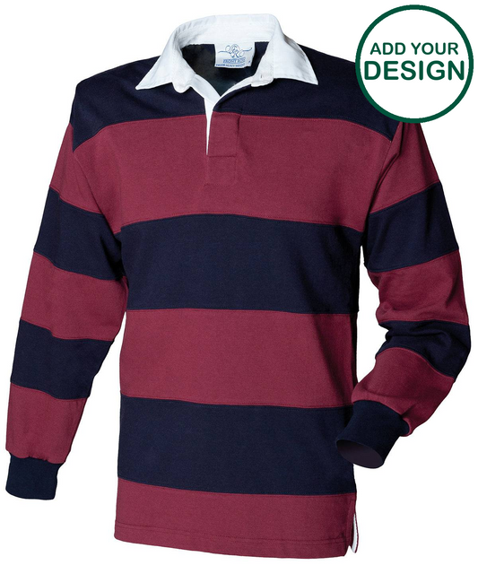 Sewn stripe long sleeve rugby shirt