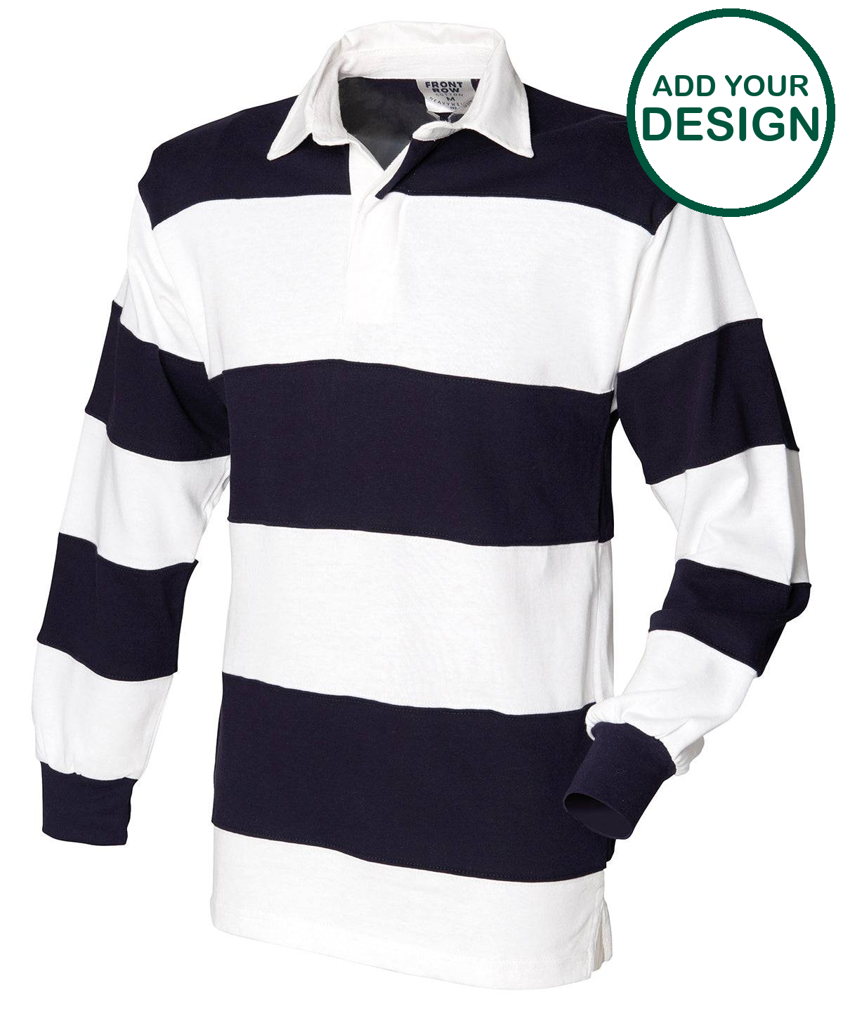 Sewn stripe long sleeve rugby shirt
