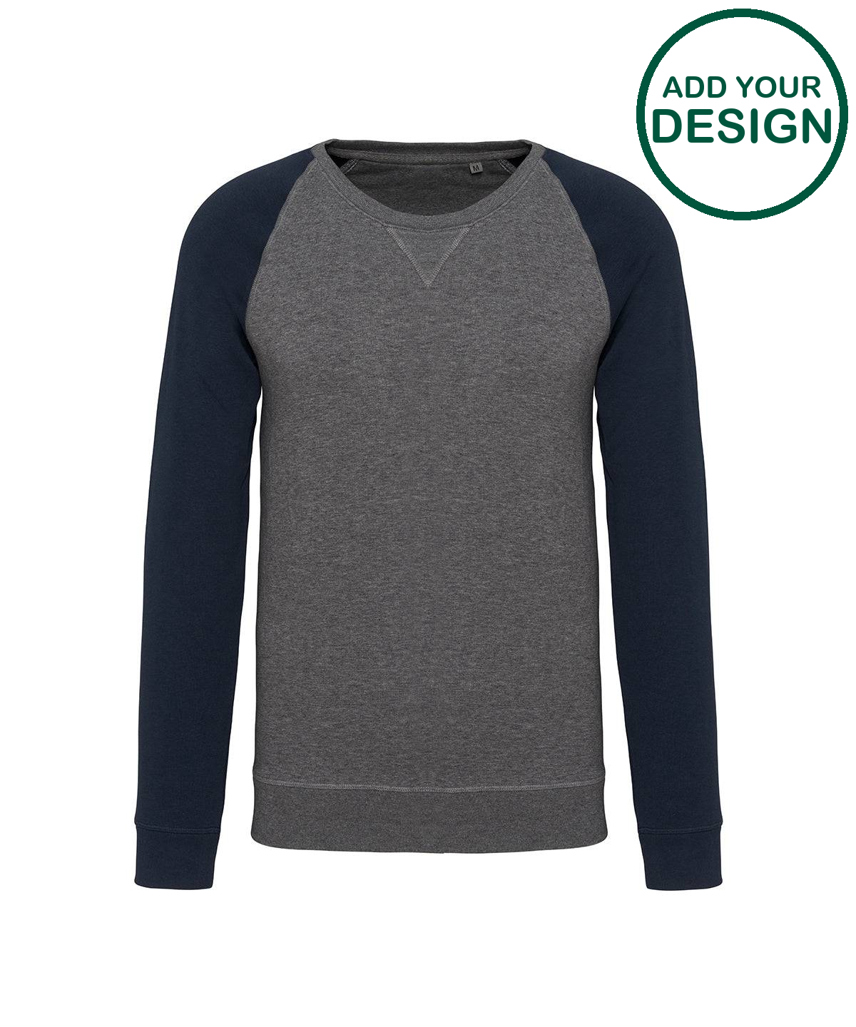 Men's two-tone organic crew neck raglan sleeve sweatshirt