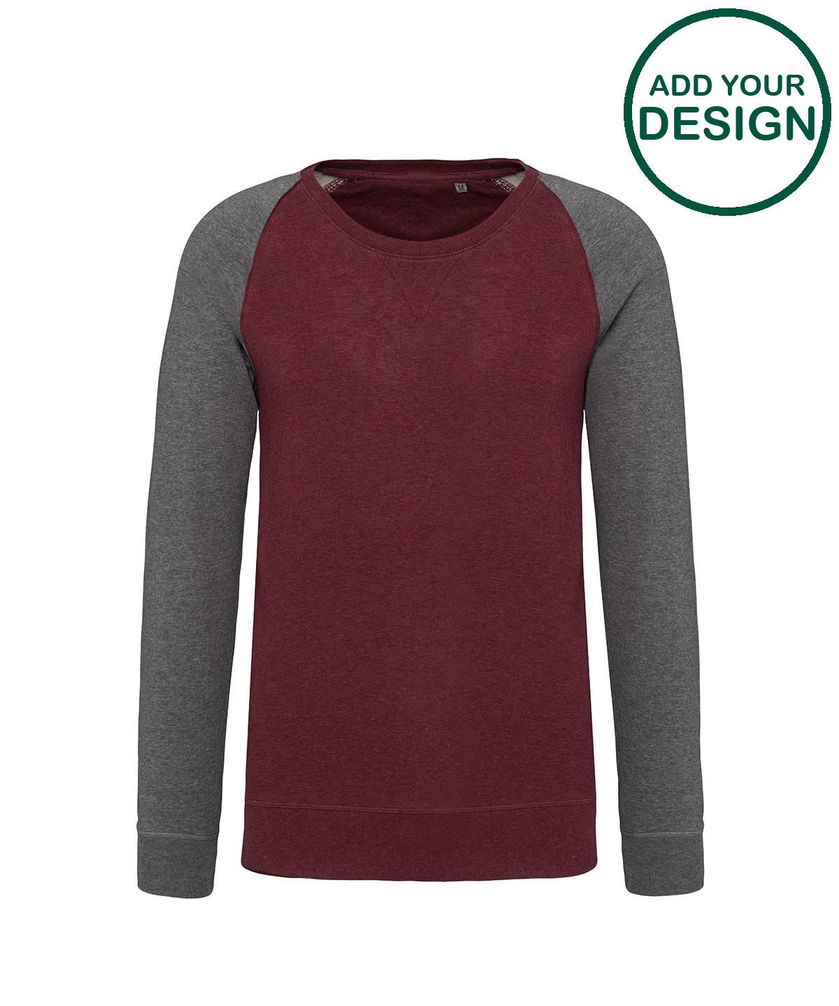 Men's two-tone organic crew neck raglan sleeve sweatshirt