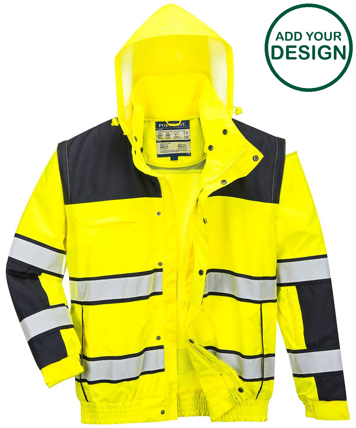 Portwest C466 Hi-Vis Klassiek Bomberjas, Normaal, Grootte XL, Oranje/Zwart Portwest C466 Hi-Vis Klassiek Bomberjas, Normaal, Grootte XL, Oranje/Zwart