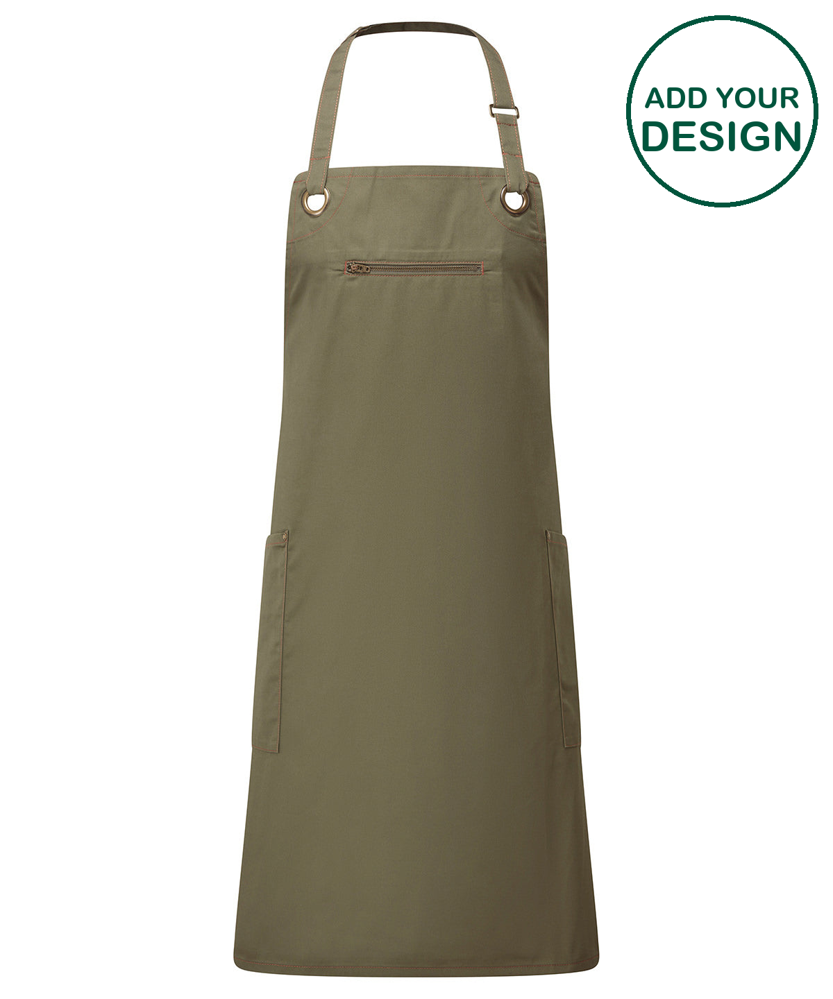 ‘Barley’ Contrast Stitch Bib Apron