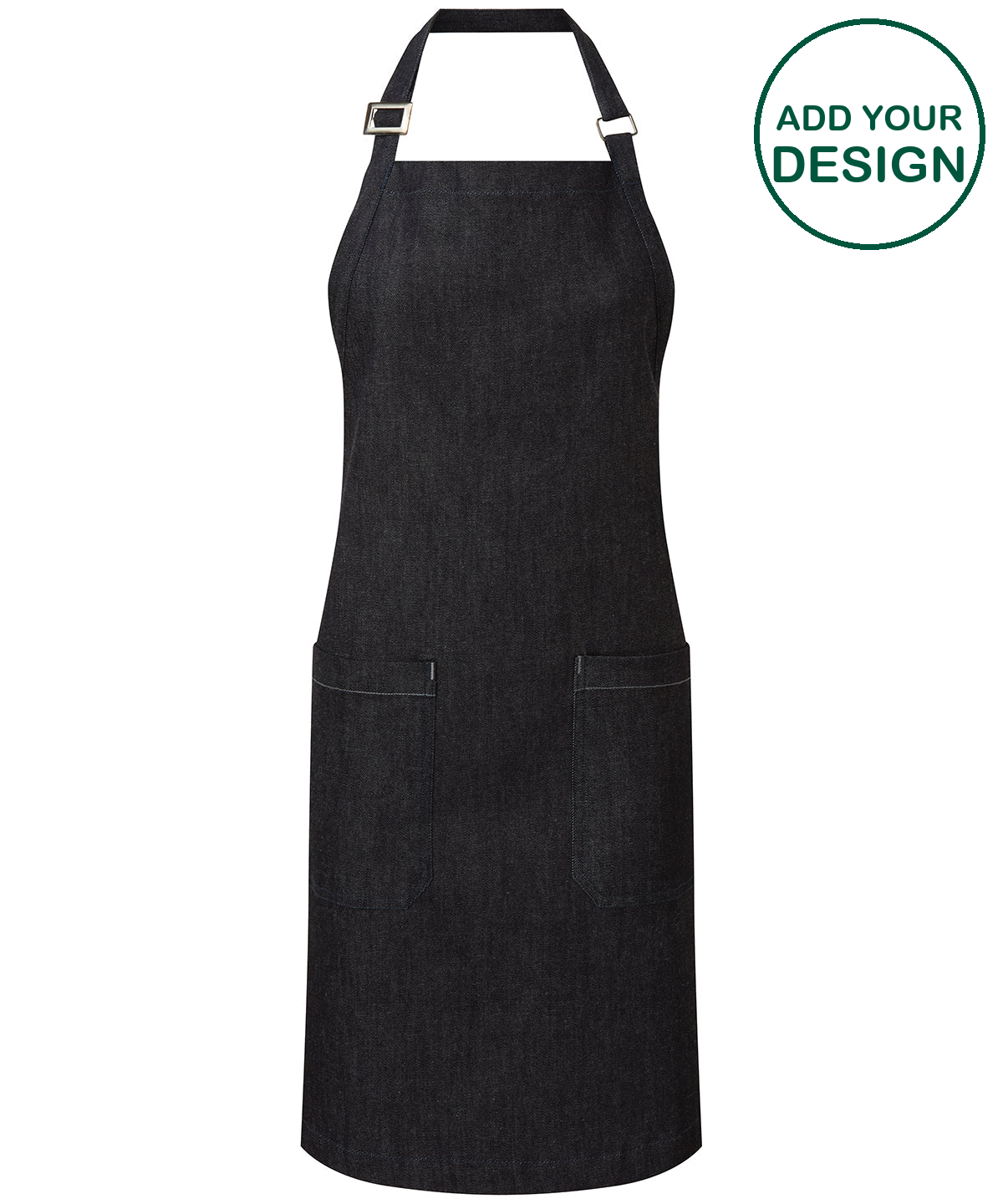 Cotton denim bib apron, organic and Fairtrade certified
