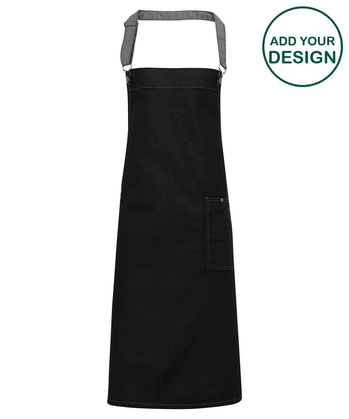 District waxed-look denim bib apron