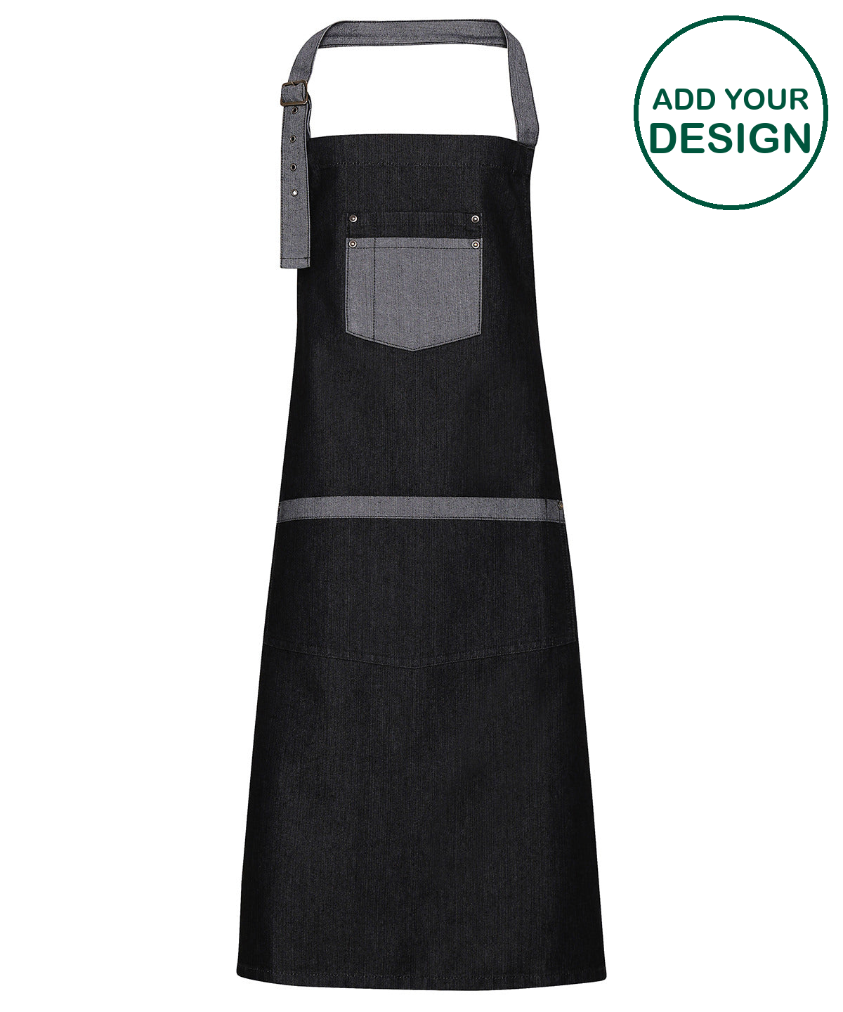 Domain contrast denim bib apron