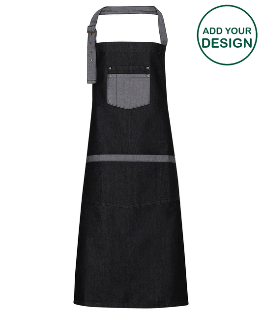 Domain contrast denim bib apron