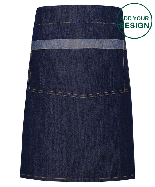 Domain contrast denim waist apron
