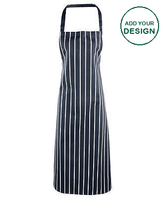 Personalised Striped bib apron - Navy/White - Add Your Design or Logo - Add Your Design/Logo