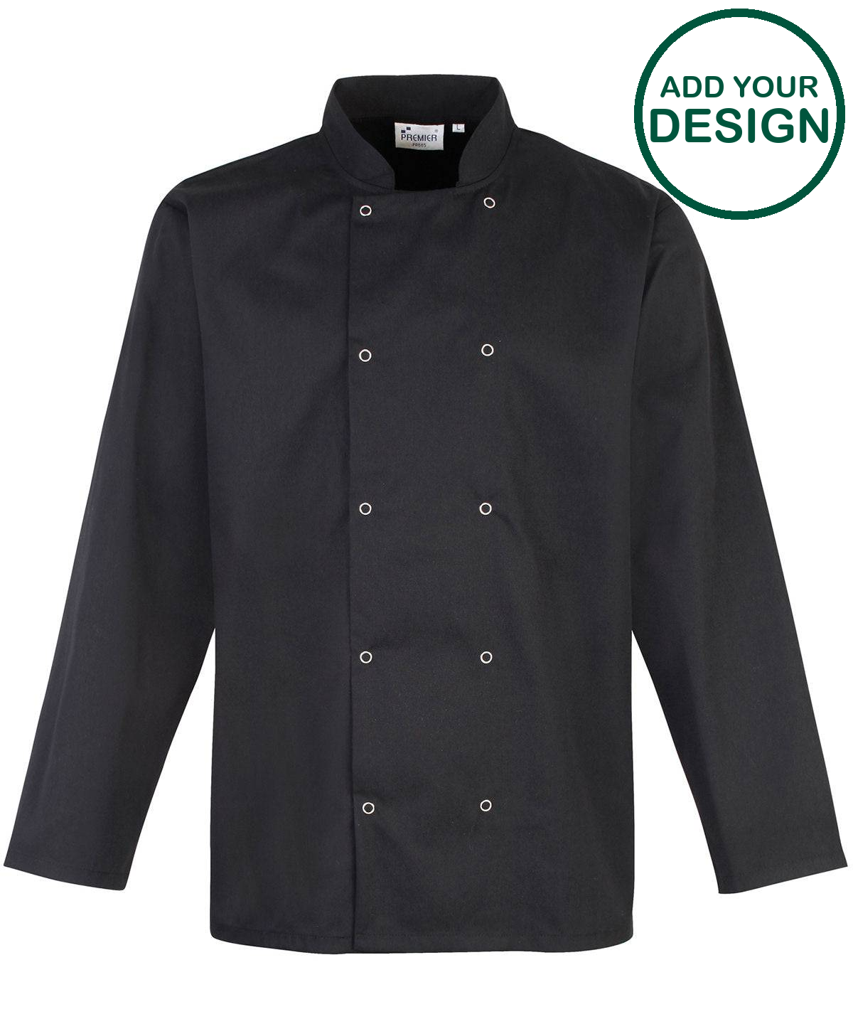 Studded front long sleeve chef's jacket