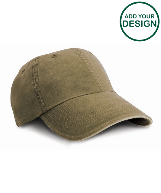 Washed fine line cotton cap with sandwich peak