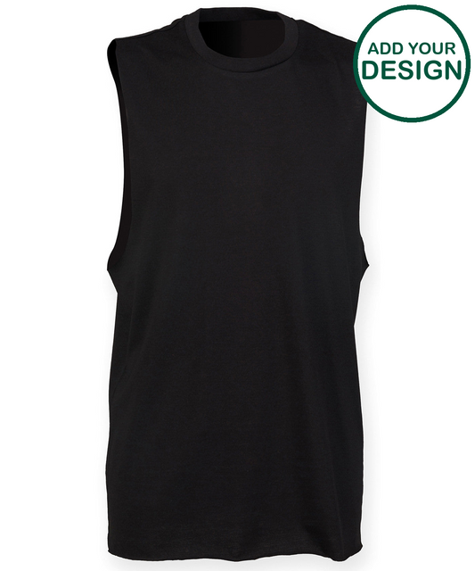 High neck slash armhole vest