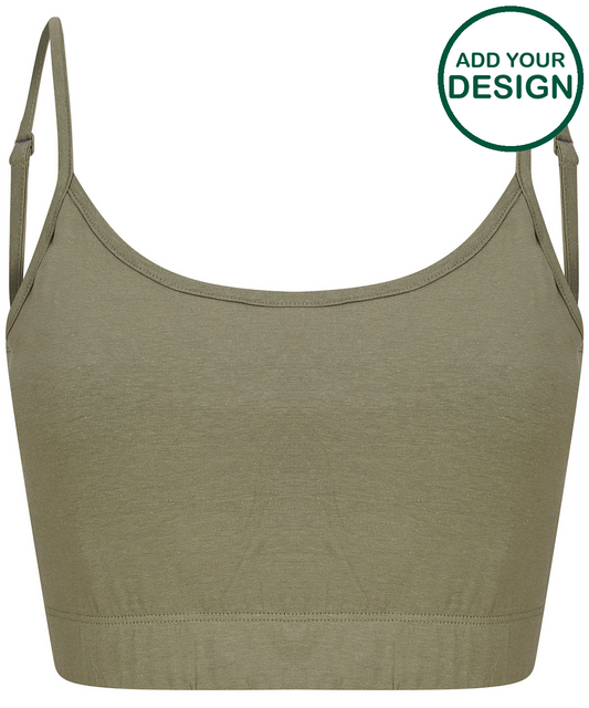 Women's sustainable fashion cropped cami top with adjustable straps