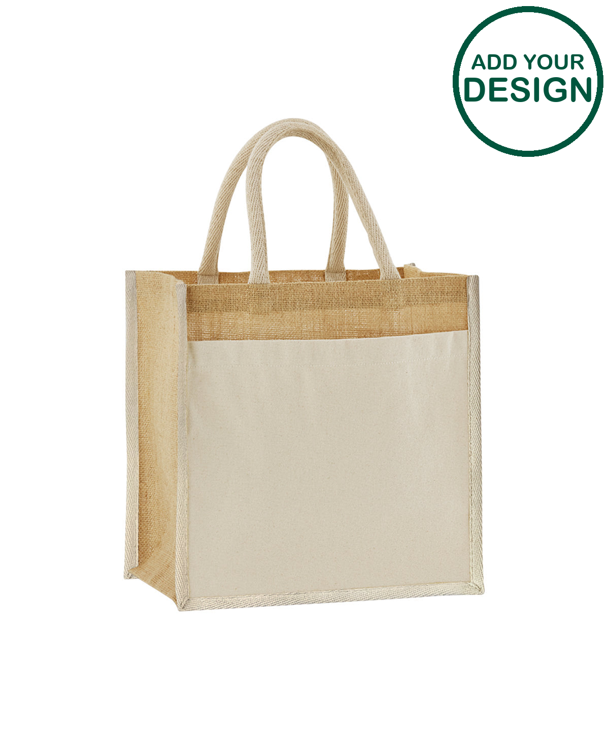 Cotton pocket natural starched jute midi tote