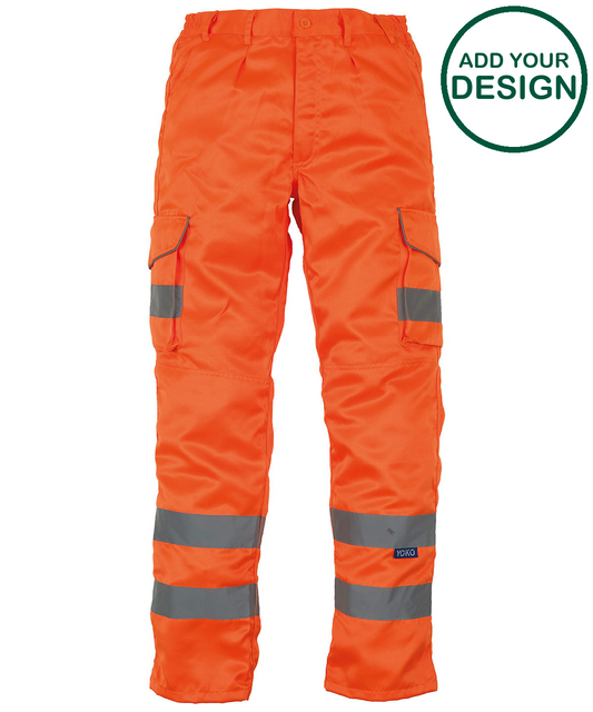 Hi-vis polycotton cargo trousers with kneepad pockets (HV018T/3M)
