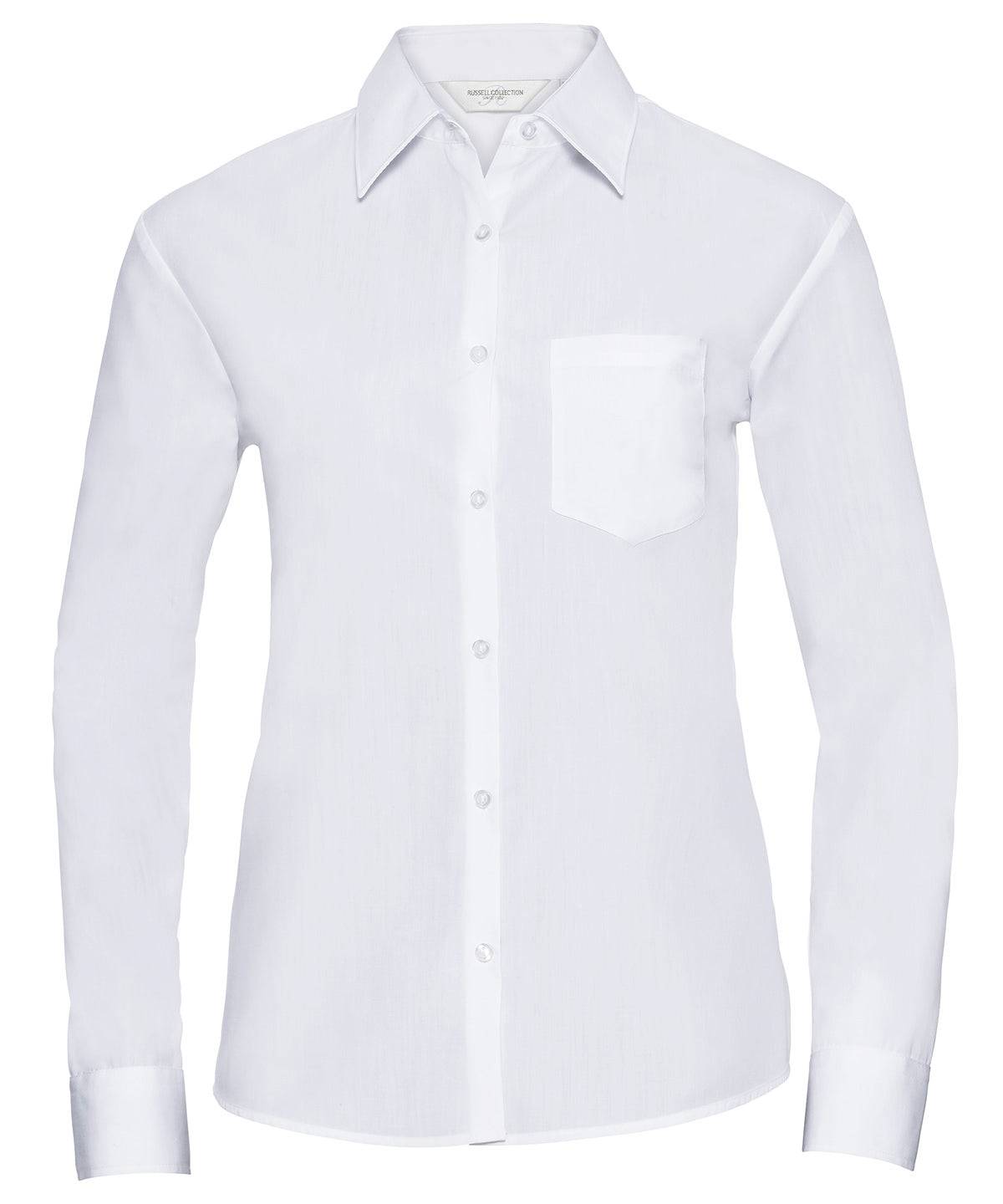 Women's long sleeve polycotton easycare poplin shirt