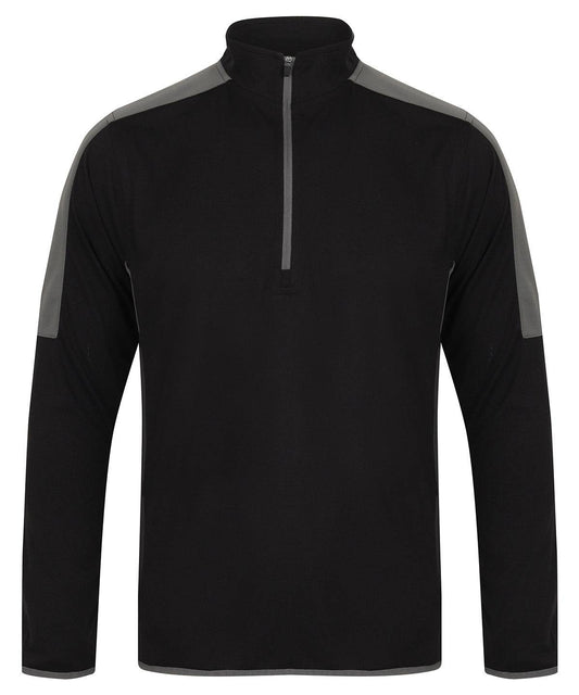¼ zip mid-layer with contrast panelling